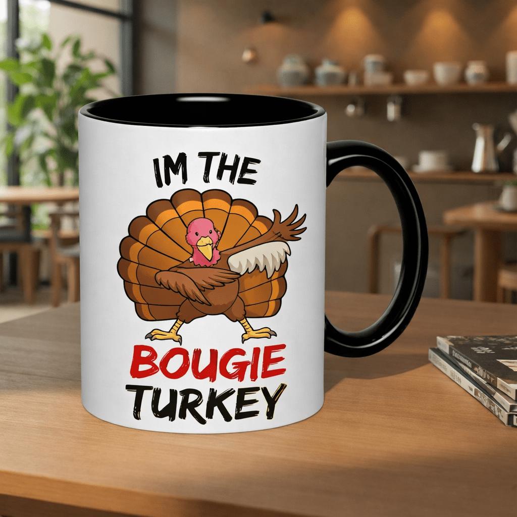 Tailorly Black Accent 11 oz Mug - "im the bougie" holiday funny turkey