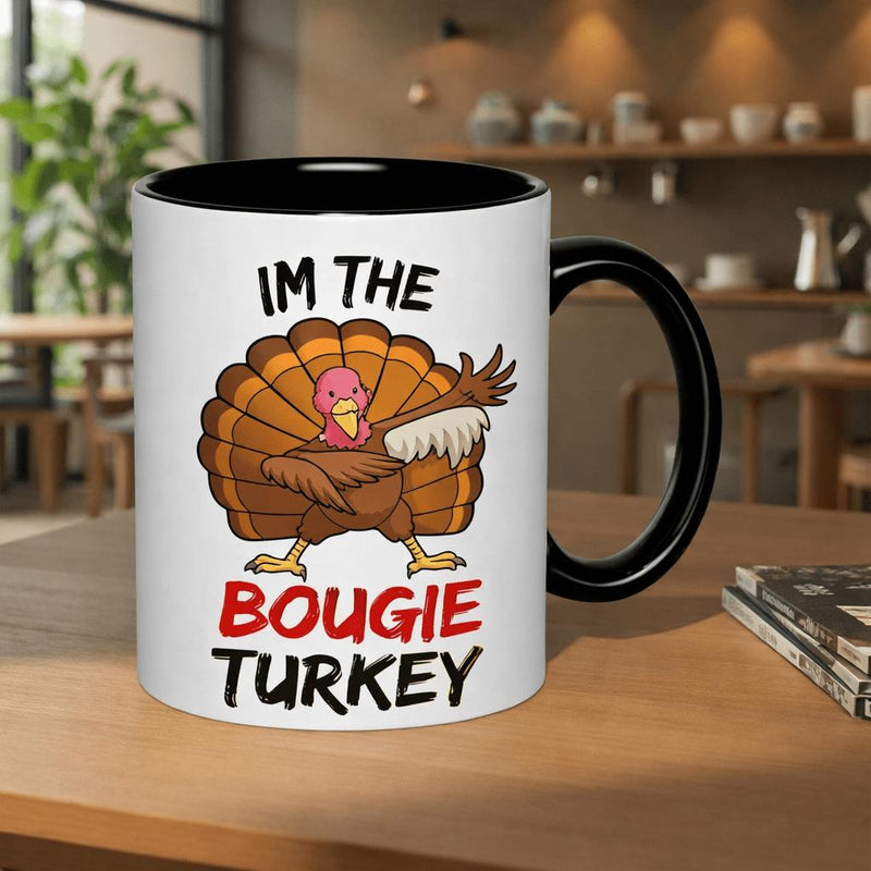 Tailorly Black Accent 11 oz Mug - "im the bougie" holiday funny turkey