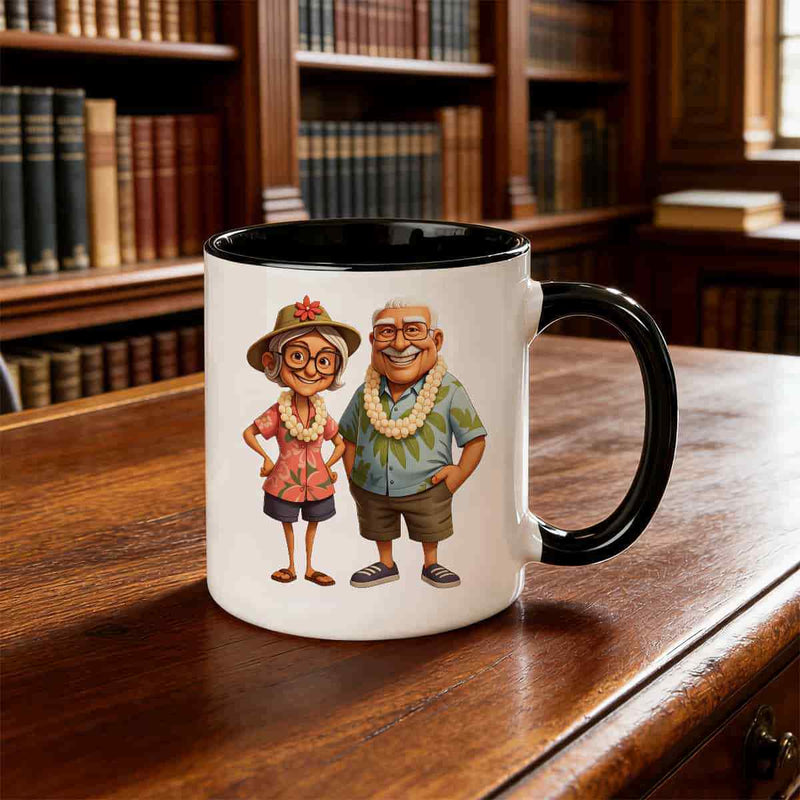 Tailorly Black Accent 11 oz Mug - valentine cartoon grandparents milk cup couple style back to mothers day gifts