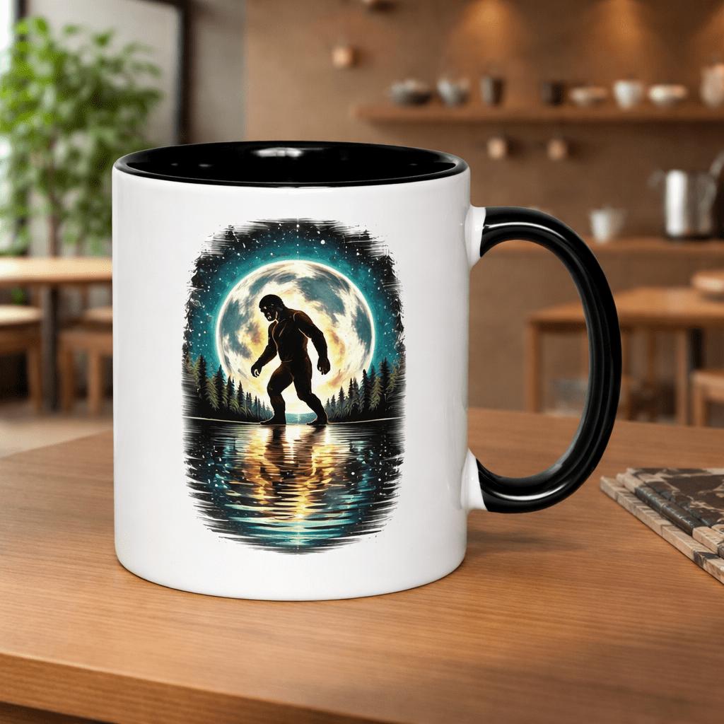 Tailorly Black Accent 11 oz Mug - walking in the moonlight text