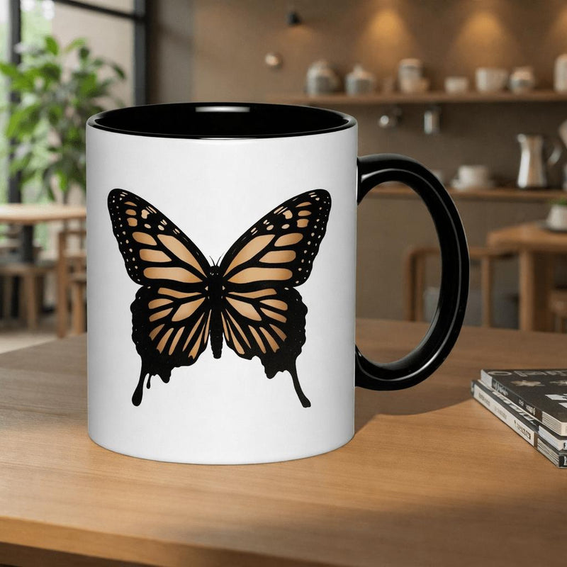Tailorly Black Accent 11 oz Mug - wings pattern nature