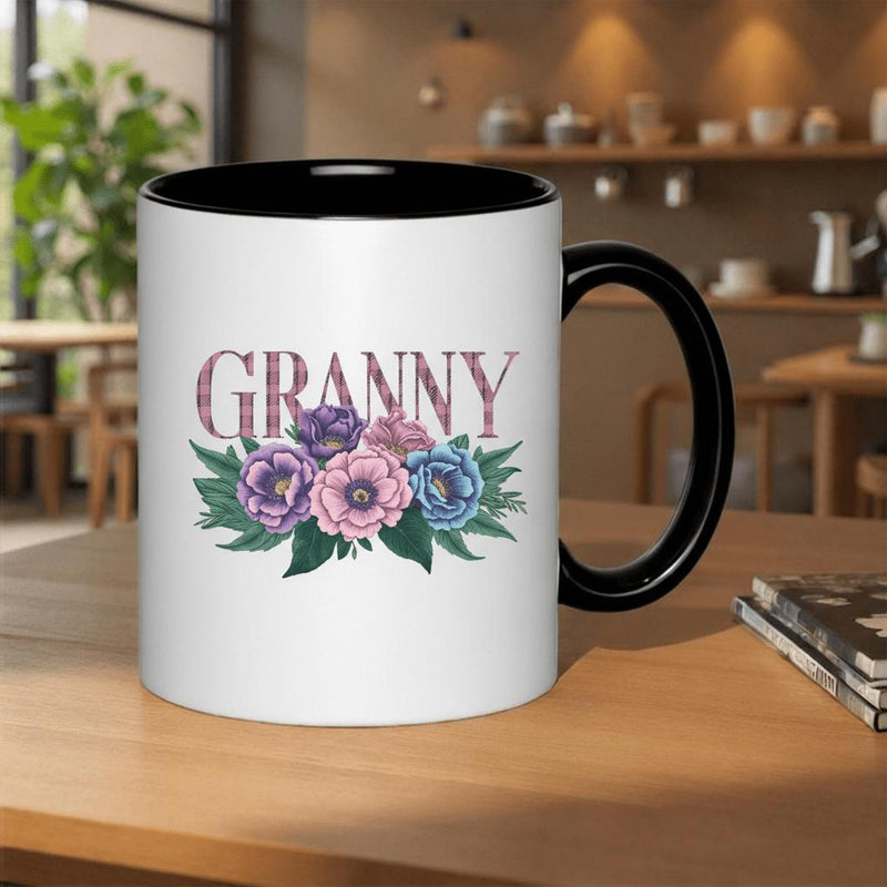 Tailorly Black Accent 11 oz Mug - whimsical with pink and purple