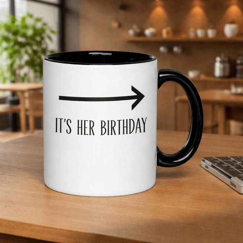 Tailorly Black Accent 11 oz Mug - birthday arrow design