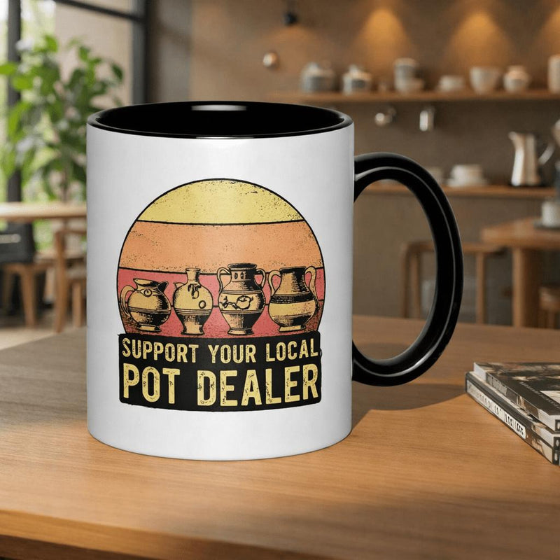 Tailorly Black Accent 11 oz Mug - sunset design