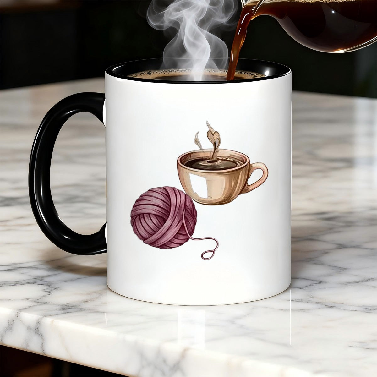 Tailorly Black Accent 11 oz Mug - yarn design