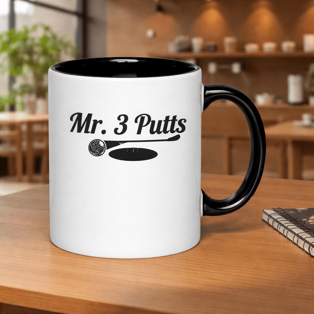 Tailorly Black Accent 11 oz Mug - mr 3 putts funny saying for golfers