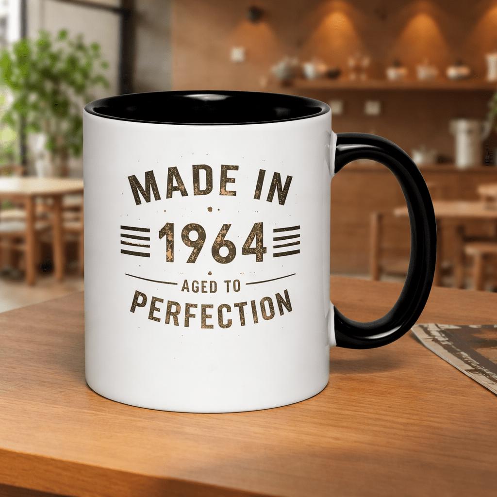 Tailorly Black Accent 11 oz Mug - made in 1964 vintage retro style