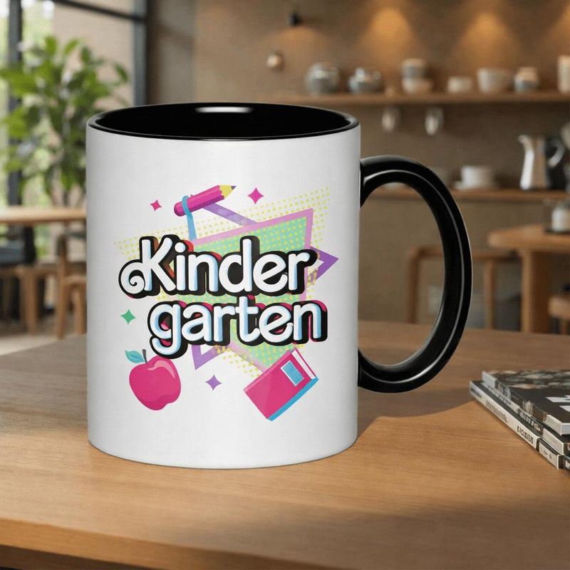 Tailorly Black Accent 11 oz Mug - kindergarten teacher school supplies pencil book fun retro 11oz printed ceramic mug ceramic mug coffee cups drinkware