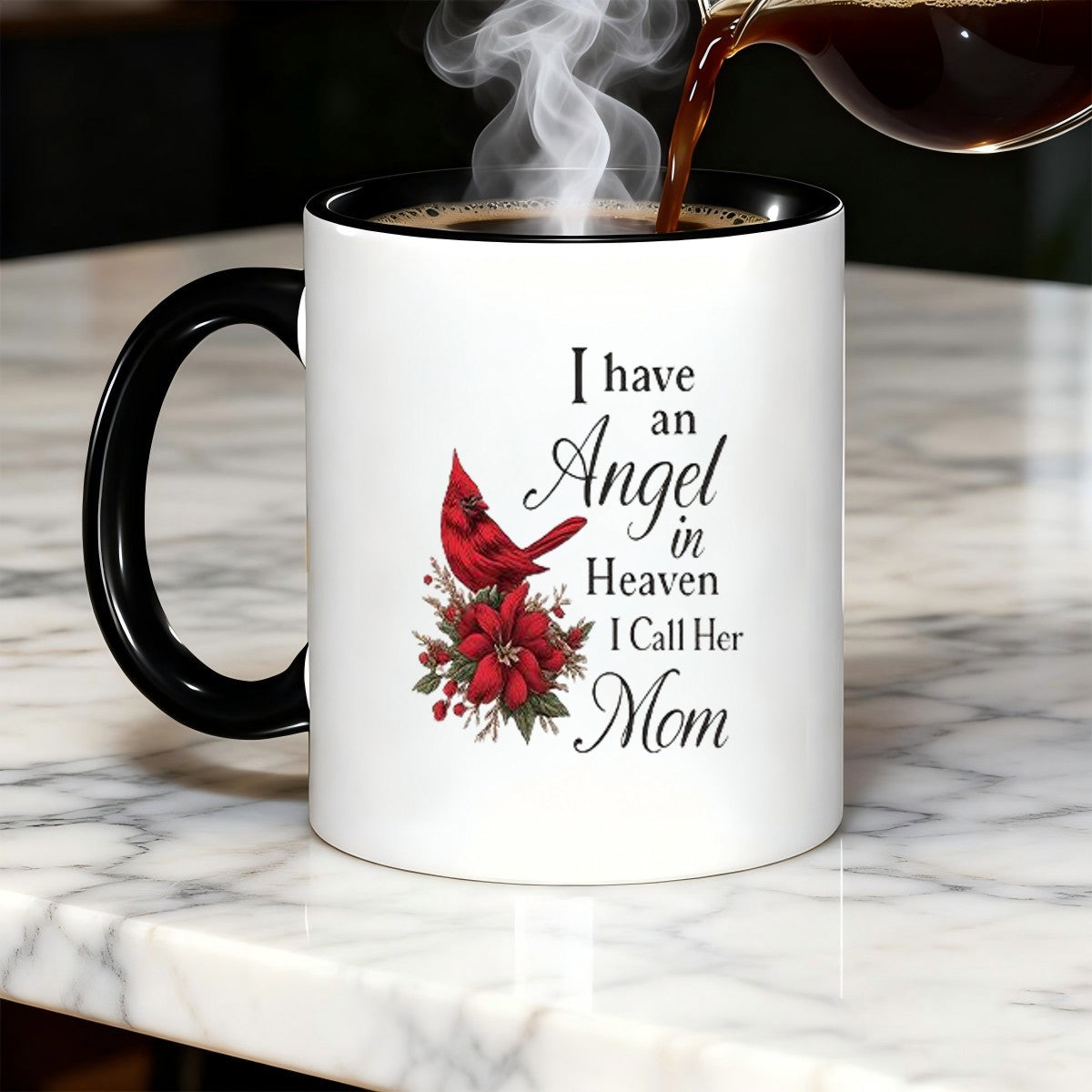Tailorly Black Accent 11 oz Mug - bird printed mug inspirational quote ceramic cup 15oz coffee tea cup for office home use durable dishwasher safe