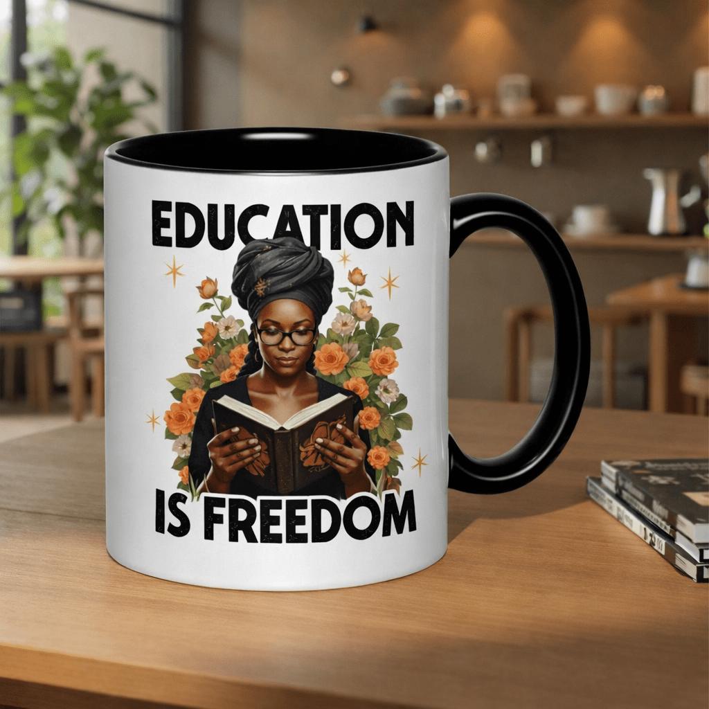 Tailorly Black Accent 11 oz Mug - this 11oz ceramic mug features design celebrating education as for and in a gift _63a392f2661a4885b2305e9f47f7e7e5