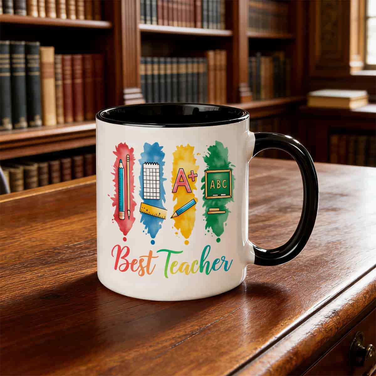 Tailorly Black Accent 11 oz Mug - vibrant designs celebrating the best teach