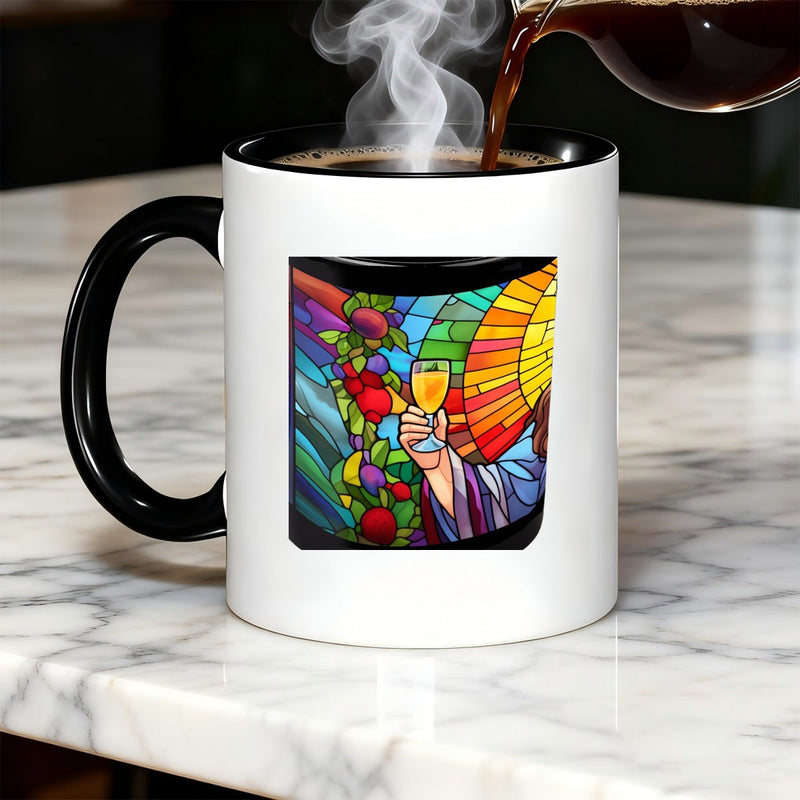Tailorly Black Accent 11 oz Mug - floral print