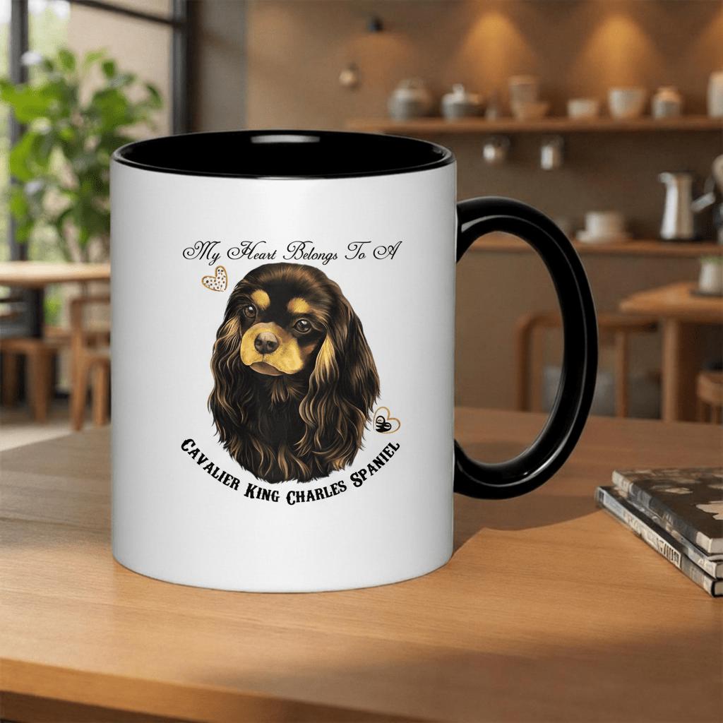 Tailorly Black Accent 11 oz Mug - my heart to a dog lover