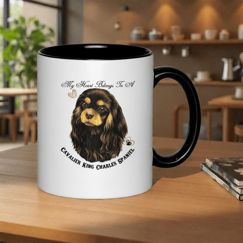 Tailorly Black Accent 11 oz Mug - my heart to a dog lover
