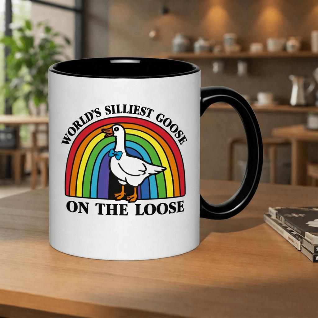 Tailorly Black Accent 11 oz Mug - a silly goose design