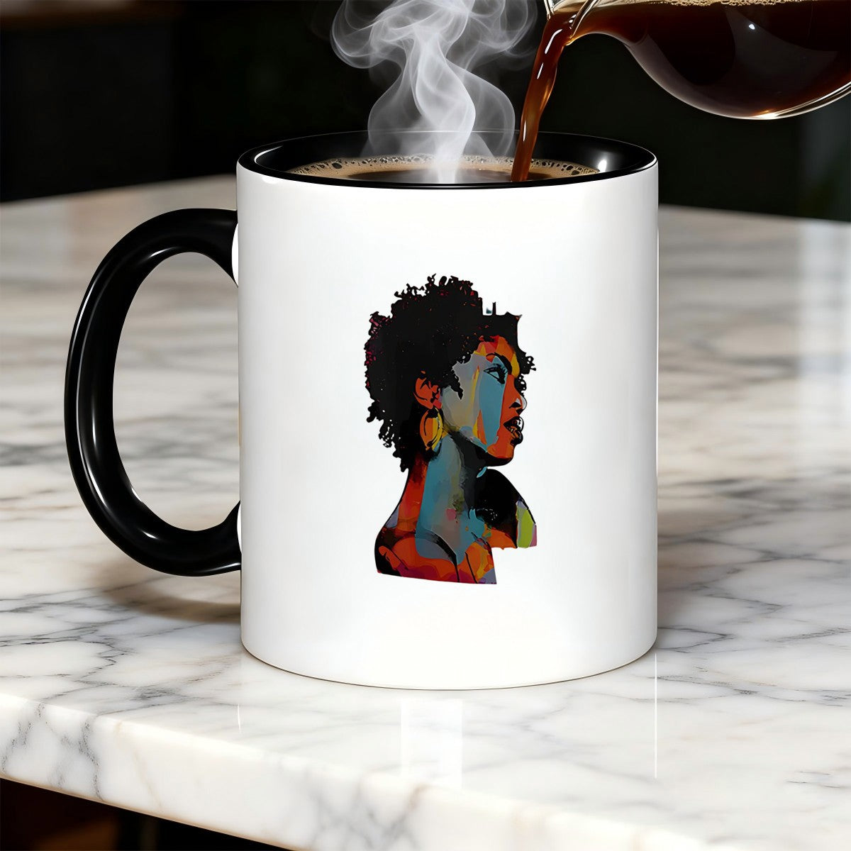 Tailorly Black Accent 11 oz Mug - afro woman design