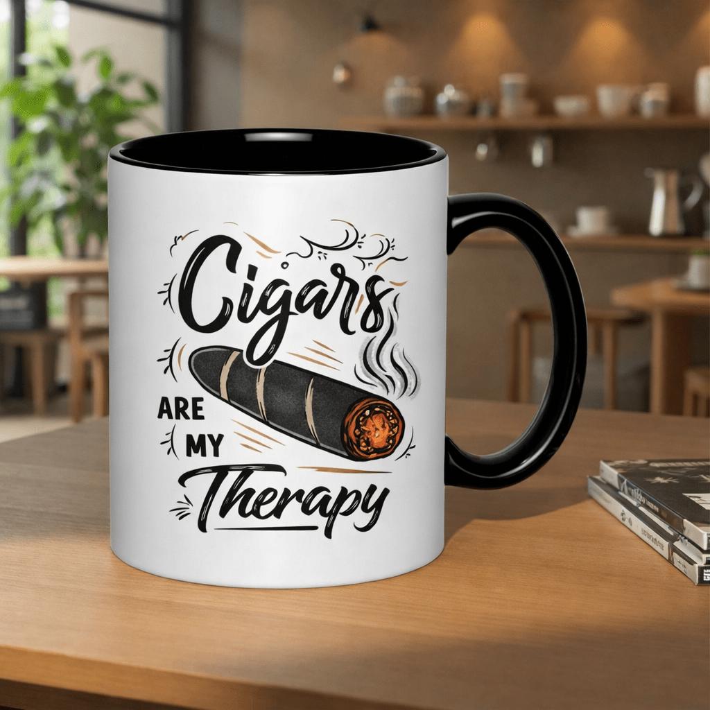 Tailorly Black Accent 11 oz Mug - for serve as of providing relaxation this 11oz printed ceramic mug is a perfect gift for cigar enthusiasts its