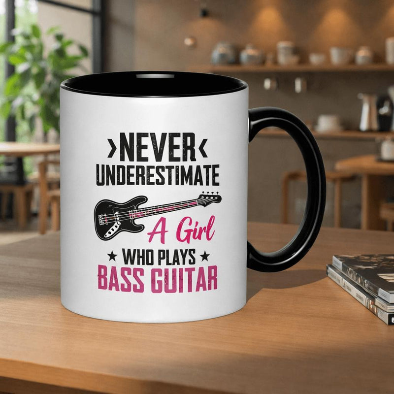 Tailorly Black Accent 11 oz Mug - never a girl who plays guitar 11oz printed ceramic mug drinkware mug durable drinking cups funny spooky friends