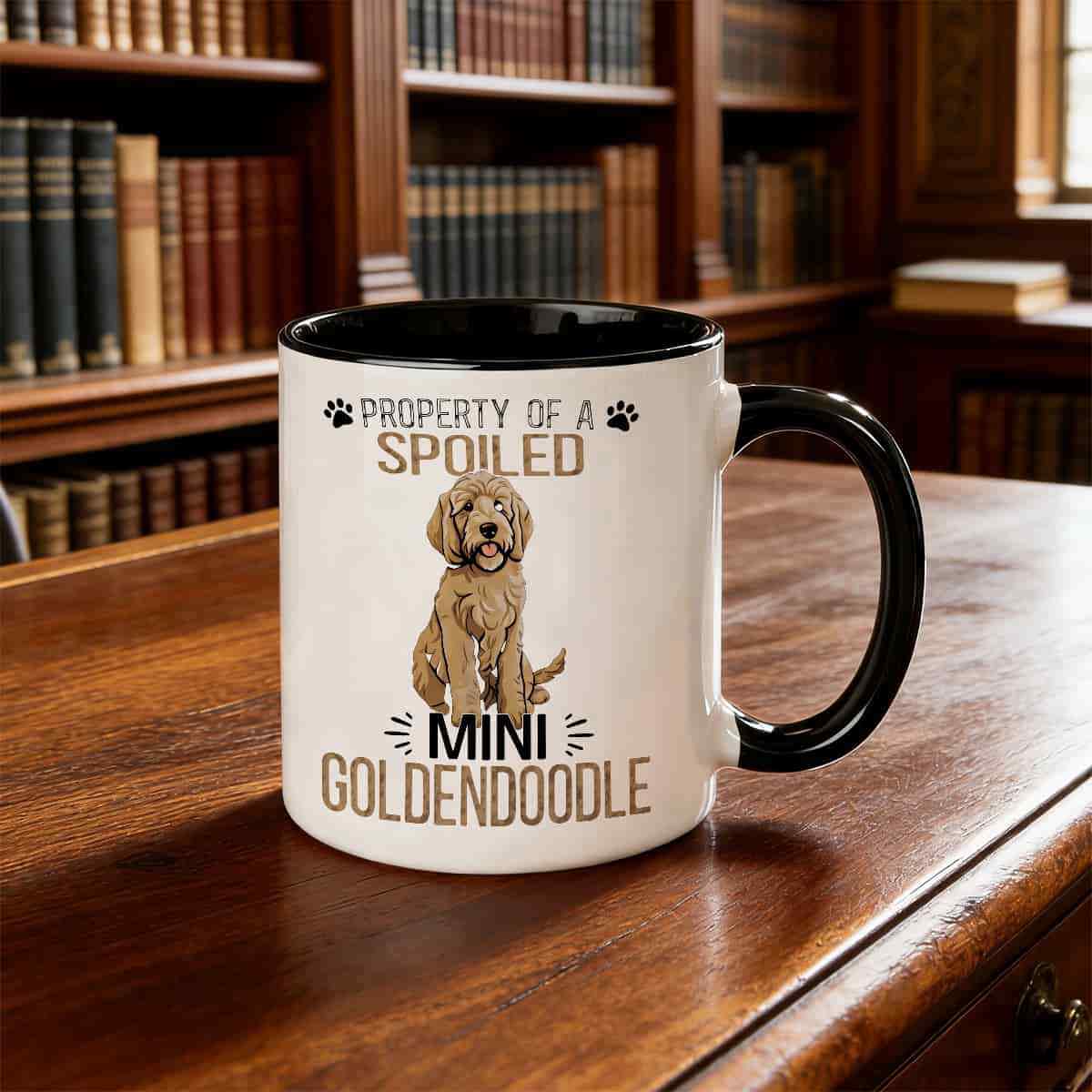 Tailorly Black Accent 11 oz Mug - mini goldendoodle