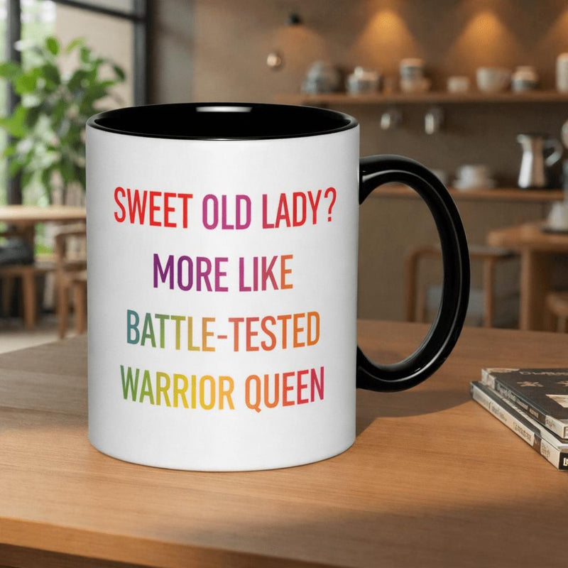Tailorly Black Accent 11 oz Mug - sweet old lady tested 11oz printed ceramic mug coffee cups mug white ceramic drinking cups gothic inspired