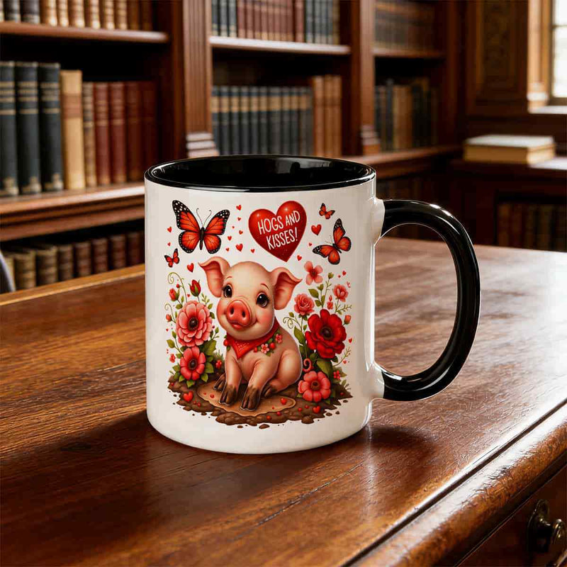 Tailorly Black Accent 11 oz Mug - 11oz and kissing text