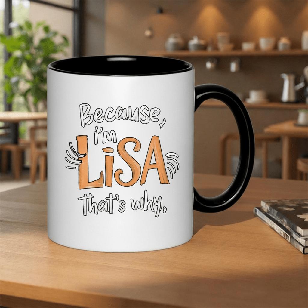 Tailorly Black Accent 11 oz Mug - funny name gift idea unique abstract goth grandparent
