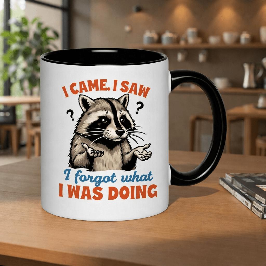 Tailorly Black Accent 11 oz Mug - raccoon design