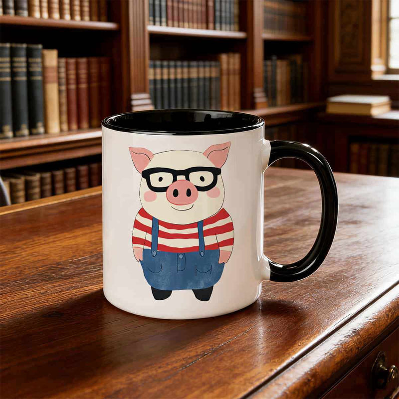 Tailorly Black Accent 11 oz Mug - striped suspenders
