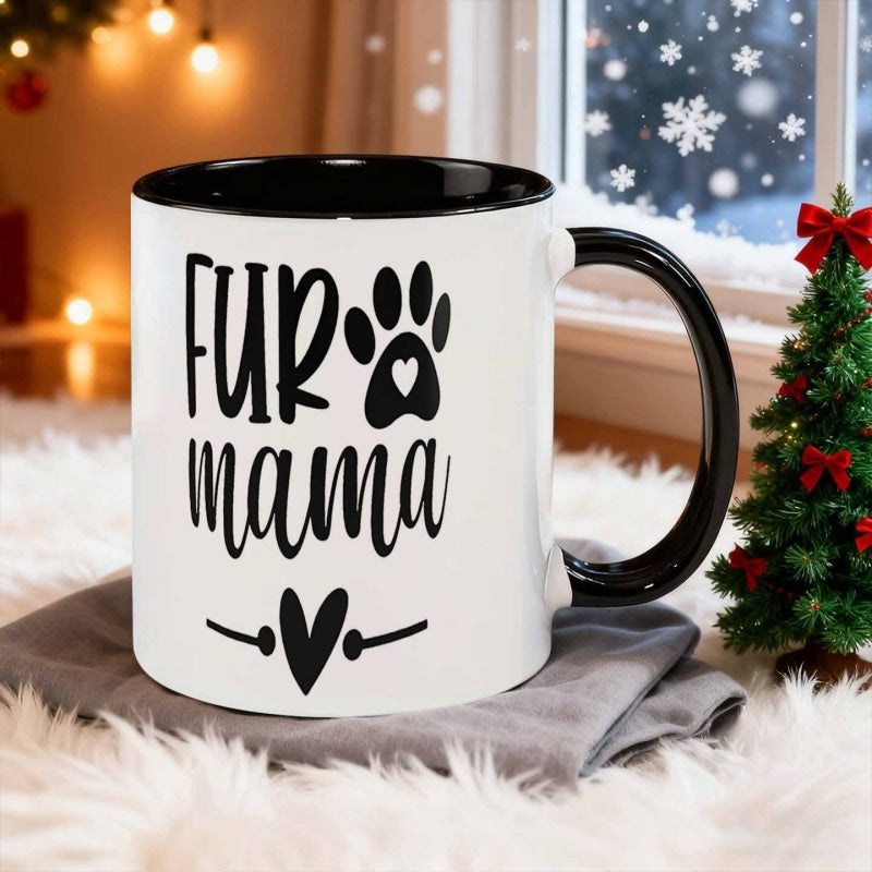 Tailorly Black Accent 11 oz Mug - 1pc 11 ounces mom ceramic mug coffee cup water cup heat retaining reusable dishwasher safe versatile great for pet