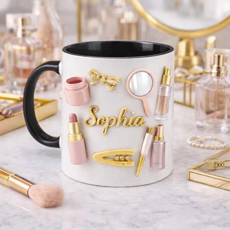 Tailorly Black Accent 11 oz Mug - 2d flat mug personalized makeup coffee mug with name mug gift for pink cosmetic mug for her_98548b2921814f14b391f204566bef3f