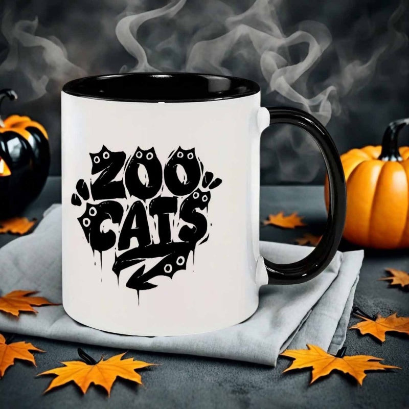 Tailorly Black Accent 11 oz Mug - graffiti style letters cat