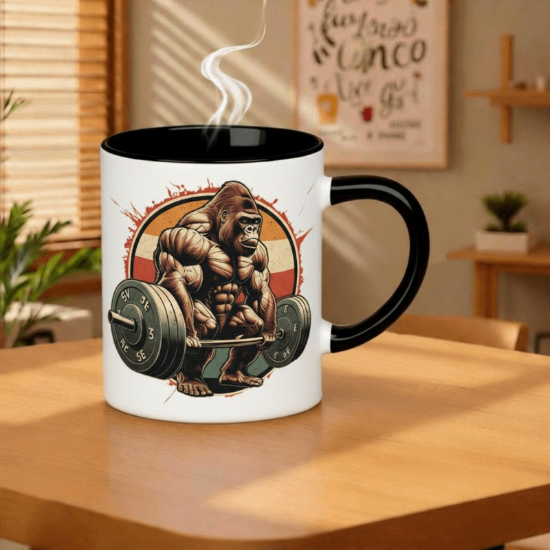 Tailorly Black Accent 11 oz Mug - gorilla weightlifting