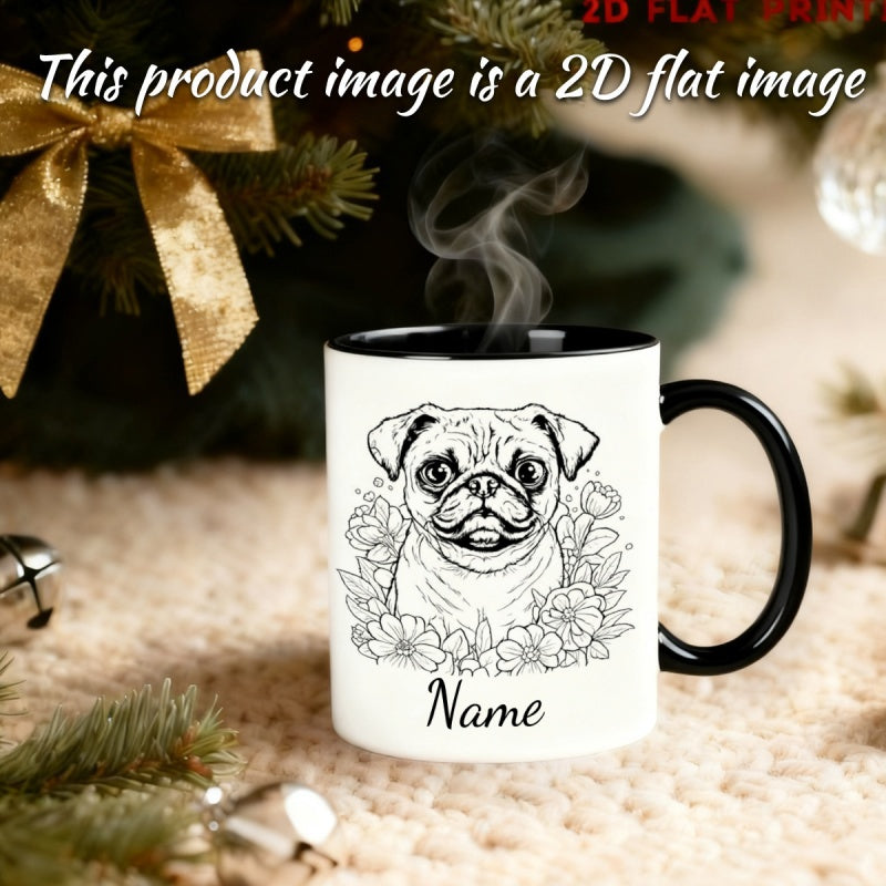 Tailorly Black Accent 11 oz Mug - pug dog cartoon text