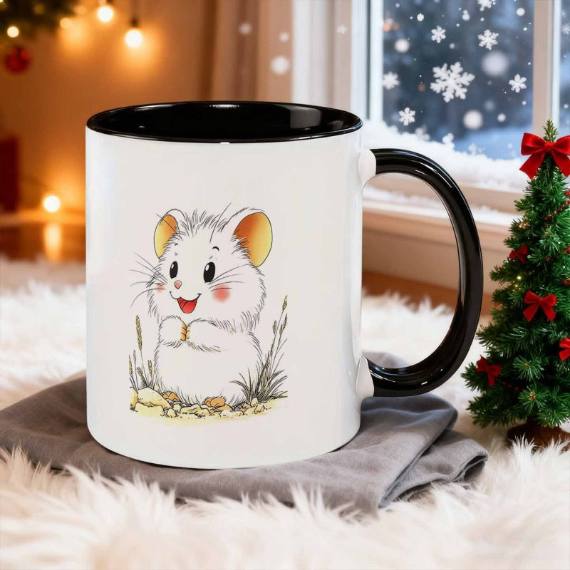 Tailorly Black Accent 11 oz Mug - cute hamster