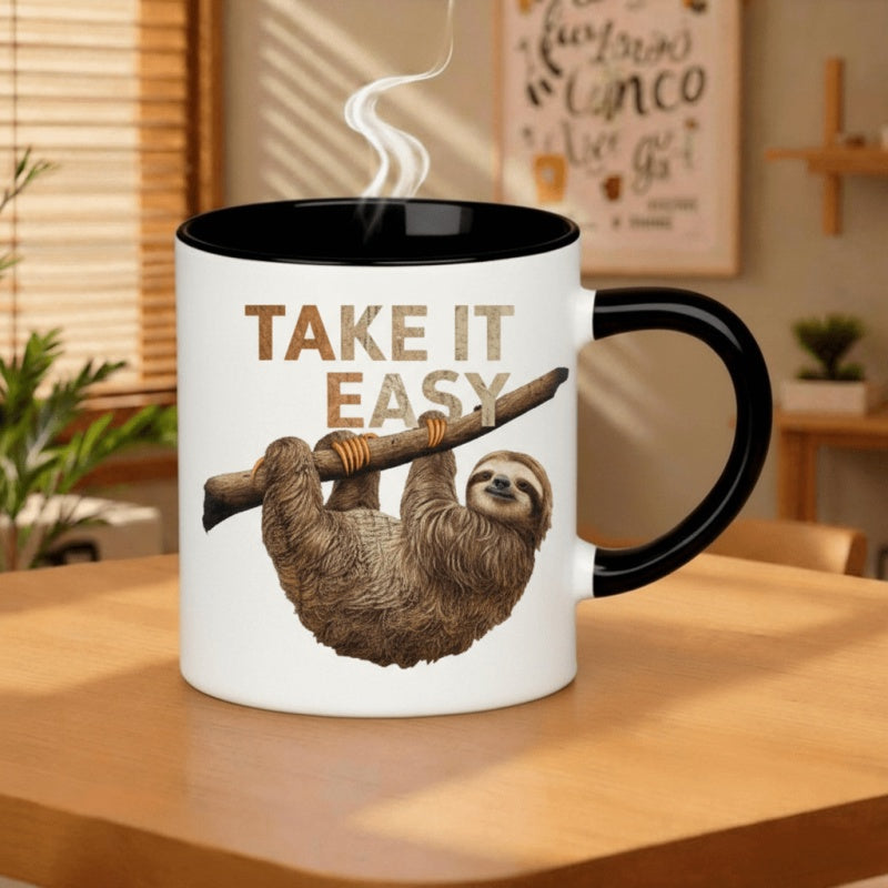 Tailorly Black Accent 11 oz Mug - sloth