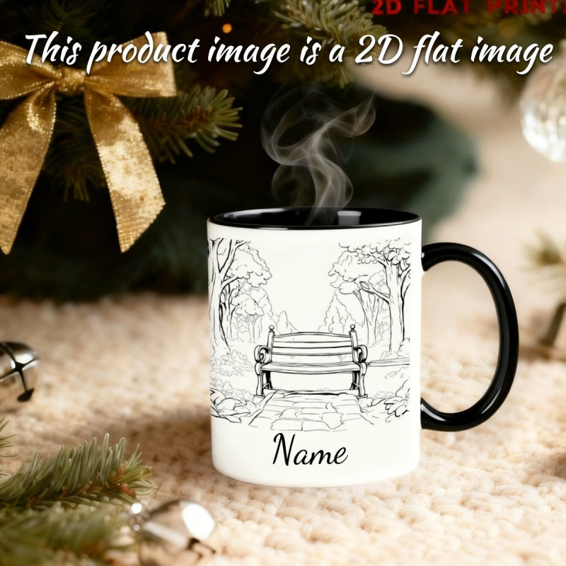 Tailorly Black Accent 11 oz Mug - cartoon bench