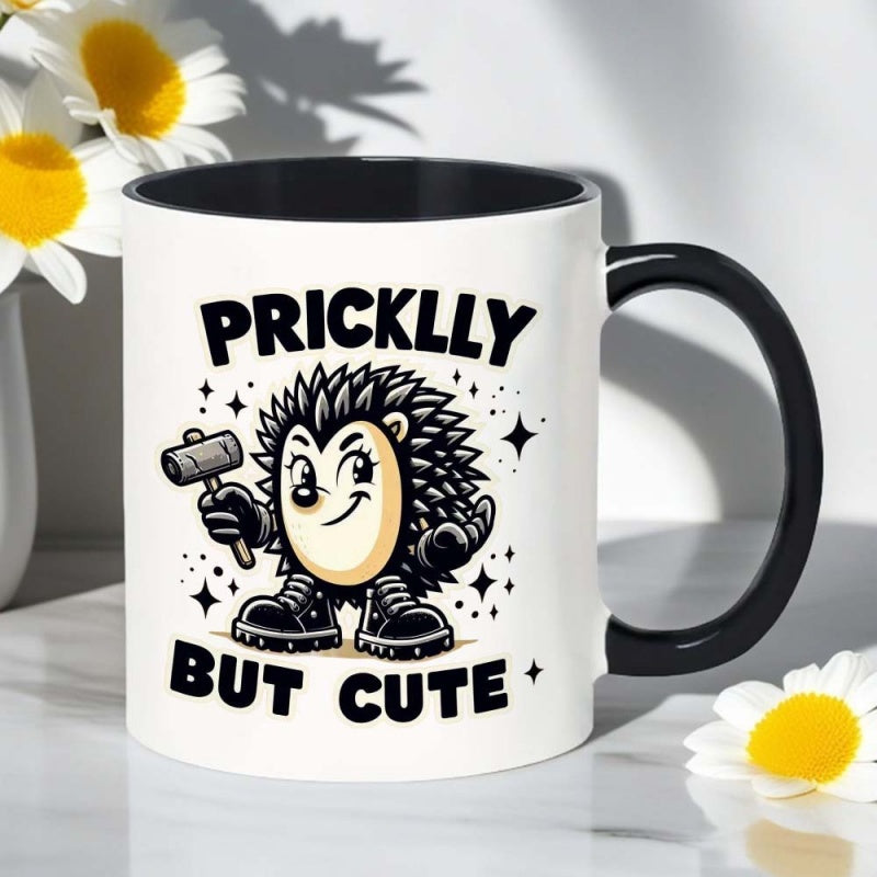 Tailorly Black Accent 11 oz Mug - ceramic hedgehog