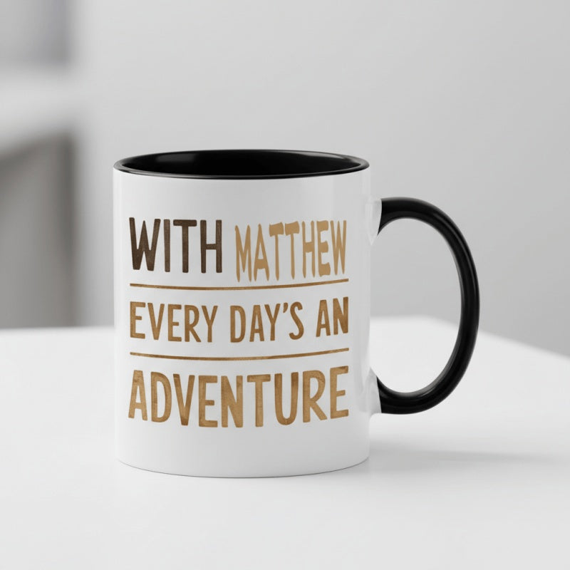 Tailorly Black Accent 11 oz Mug - with days an adventure
