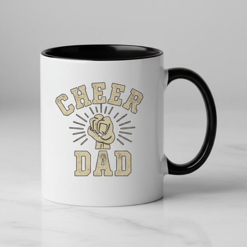 Tailorly Black Accent 11 oz Mug - "for the best cheerleading father ever" text