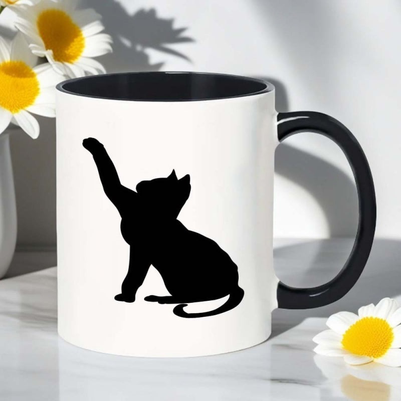 Tailorly Black Accent 11 oz Mug - black cat silhouette