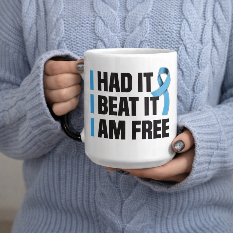 Tailorly Black Accent 11 oz Mug - blue ribbon awareness