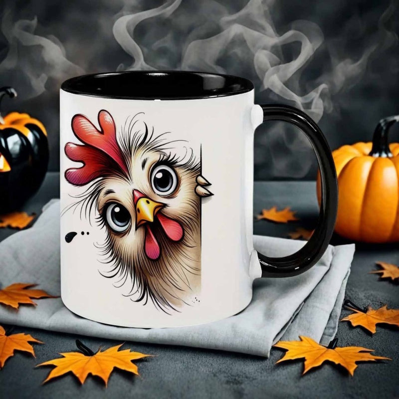 Tailorly Black Accent 11 oz Mug - cartoon peeking out
