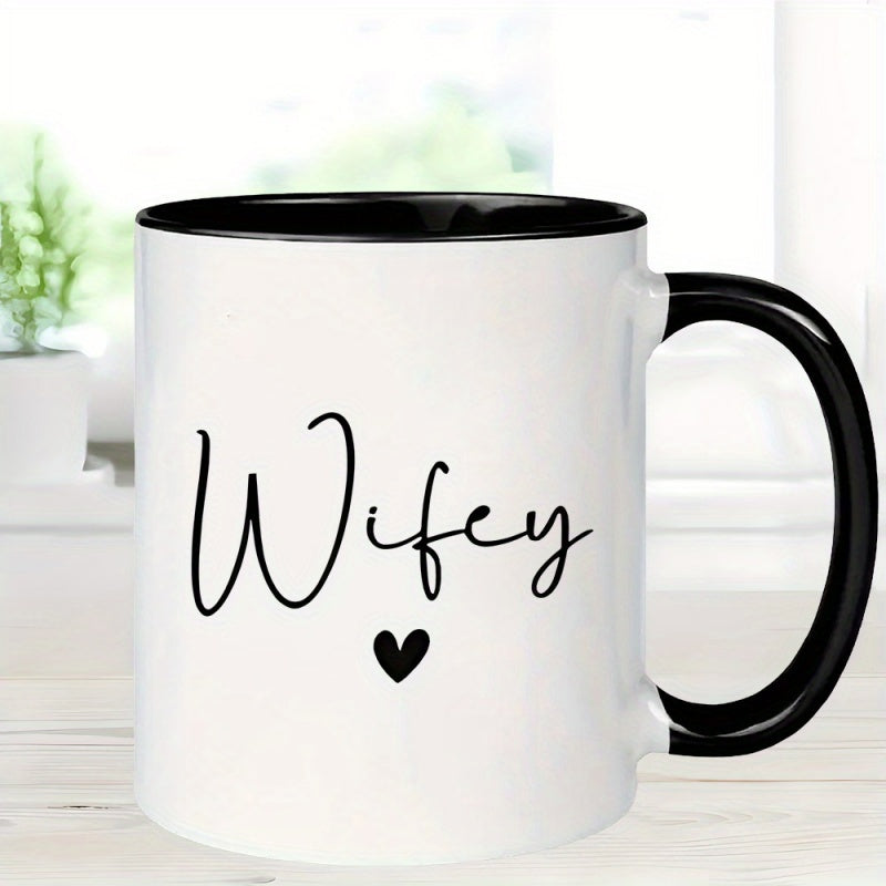 Tailorly Black Accent 11 oz Mug - elegant cursive wife with heart accent