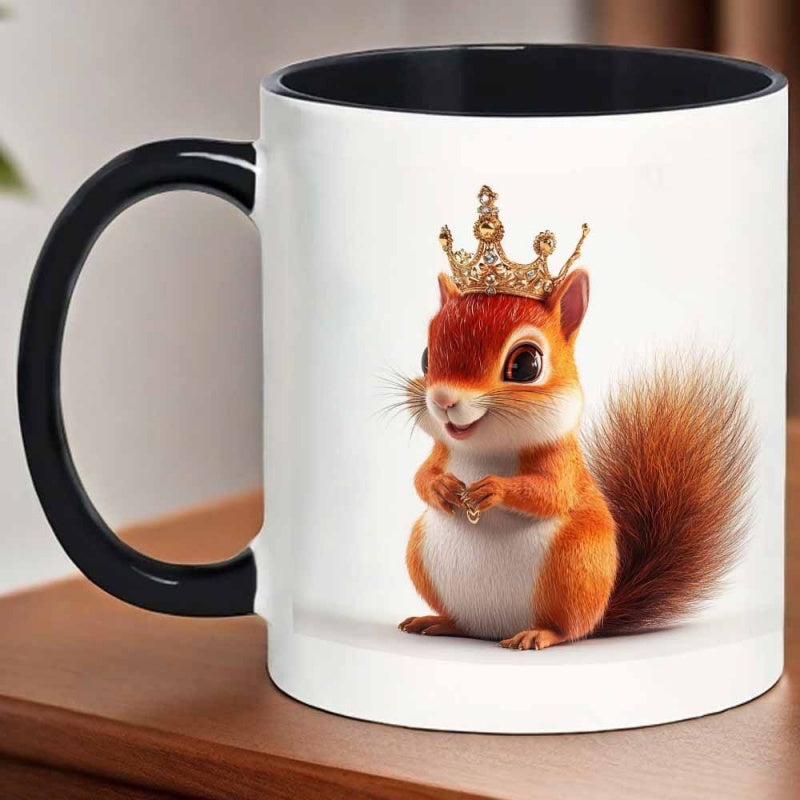 Tailorly Black Accent 11 oz Mug - cartoon squirrel