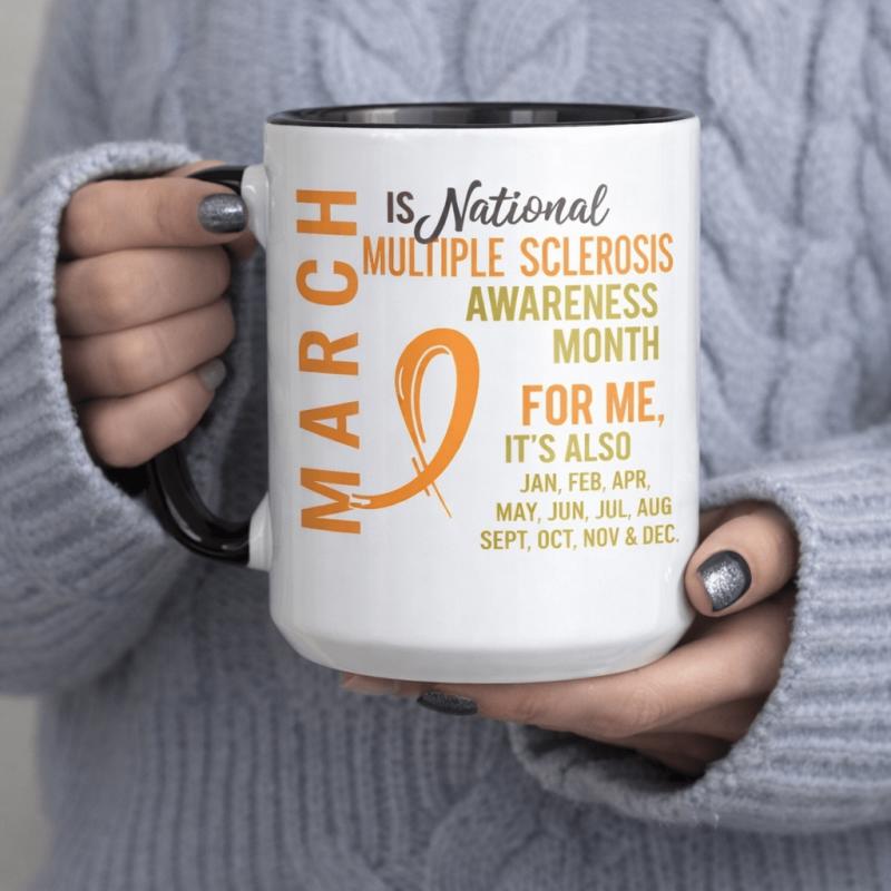 Tailorly Black Accent 11 oz Mug - march is national awareness month for 11oz printed ceramic mug drinkware mug food grade ceramic reusable