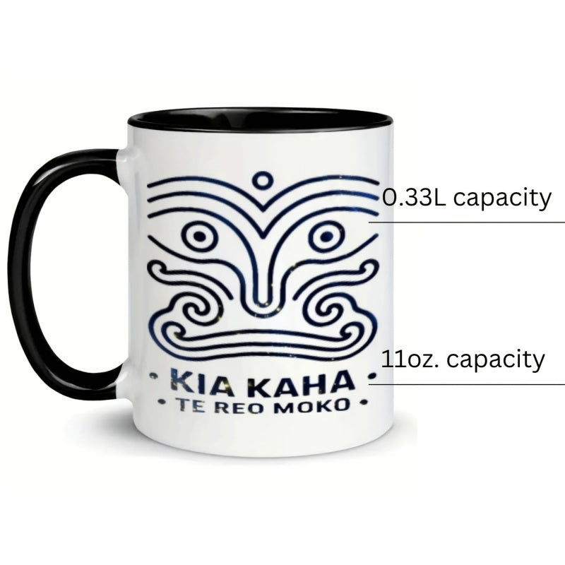 Tailorly Black Accent 11 oz Mug - maori themed face