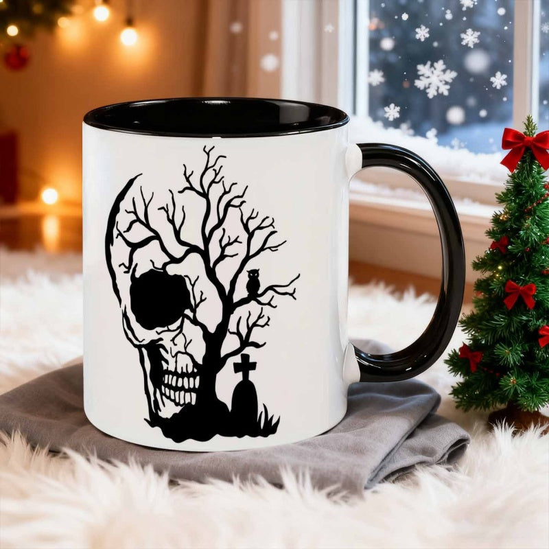 Tailorly Black Accent 11 oz Mug - skeleton tree