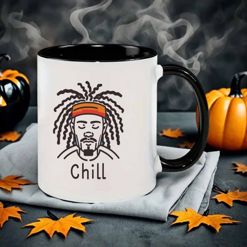 Tailorly Black Accent 11 oz Mug - curly haired line