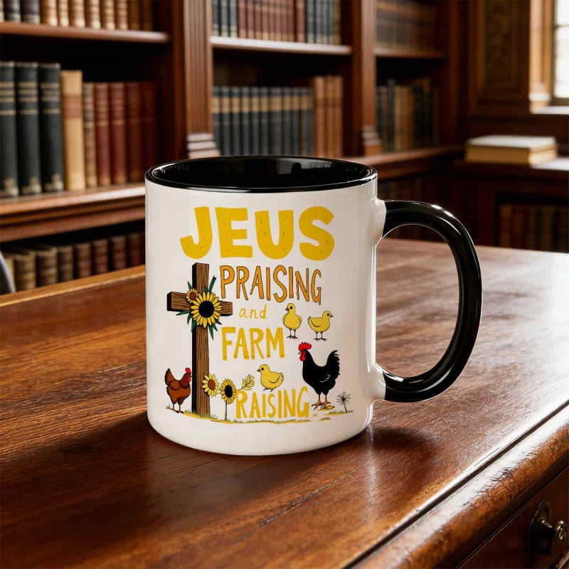 Tailorly Black Accent 11 oz Mug - farm animal designs