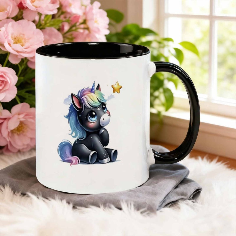 Tailorly Black Accent 11 oz Mug - 1pc 11 ounces a ceramic mug in a q version style ideal for coffee water or any beverage it retains heat is